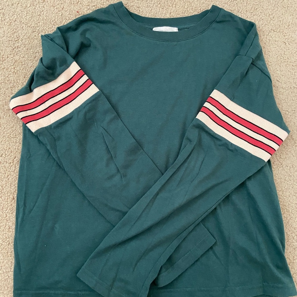 green striped long sleeve t shirt